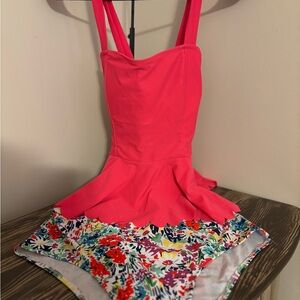 Cupshe Pink and Floral One-Piece Swimsuit